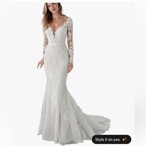 Elegant Lace Long Sleeve White Dress